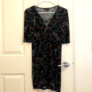 Topshop black flowers dress